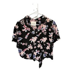 Lucky Brand Black Floral Button Down Shirt